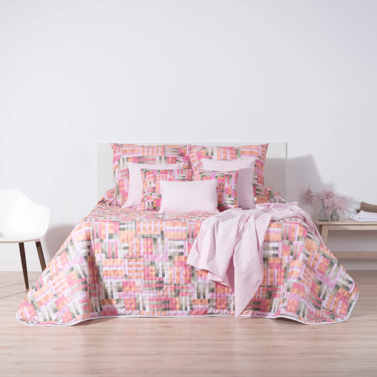 Colcha entretiempo reversible Diss Fucsia